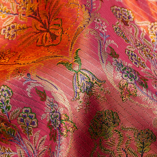 Gajavalli Peach Meena Pure Silk Saree