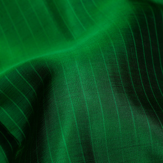 Emerald Green & Black Checked Zari Kanchipuram Vintage Pure Silk Saree
