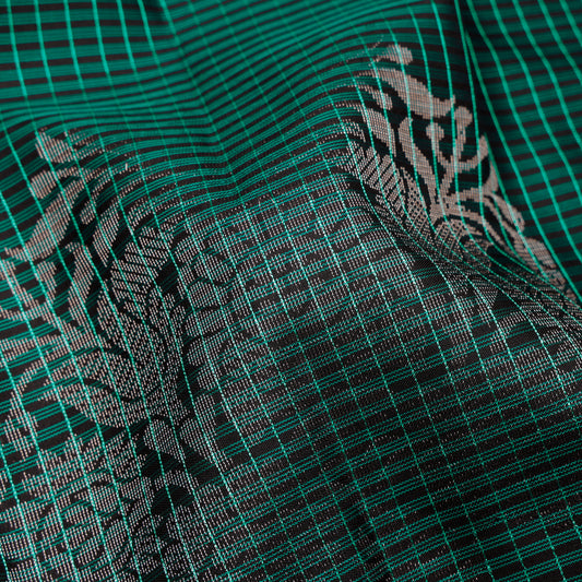 Shyamali Teal Checked Soft Silk Saree