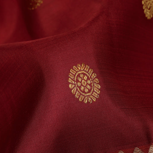 Deep Maroon and Rust Orange Kanchipuram Silk Saree