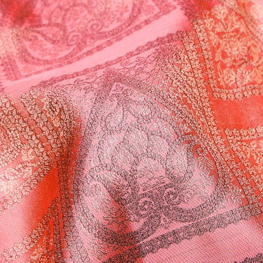 Dusty Rose & Maroon Zari Woven Arani Fancy Pure Silk Saree