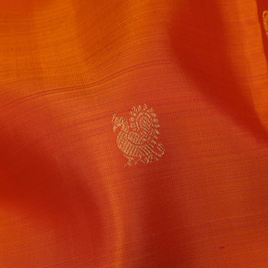 Vibrant Orange Annapakshi Kanchipuram Silk Saree