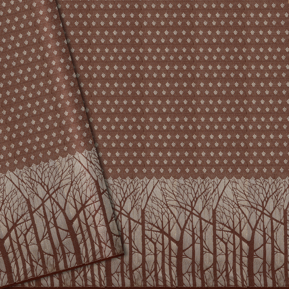 Vanalaya Beige & Brown Pure Silk Saree