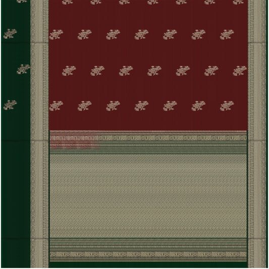 Ruhani Maroon & Emerald Green Soft Silk Saree