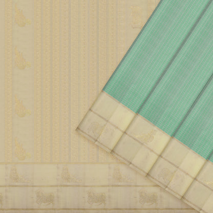 Pastel Mint Green and Ivory Kanchipuram Vintage Silk Saree