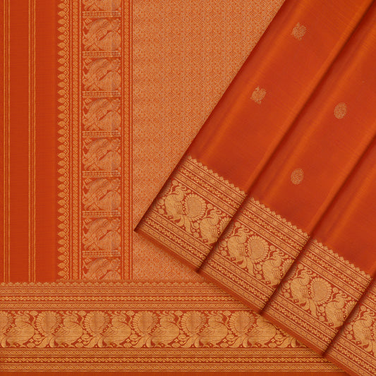 Vibrant Orange Annapakshi Kanchipuram Silk Saree