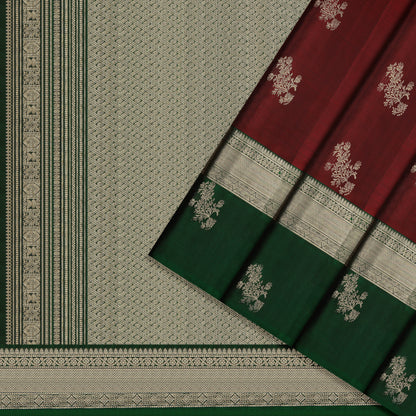 Ruhani Maroon & Emerald Green Soft Silk Saree