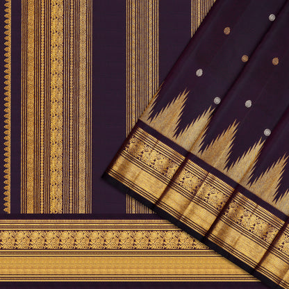 Midnight Purple Ikat Pattern Kanchipuram Vintage Saree