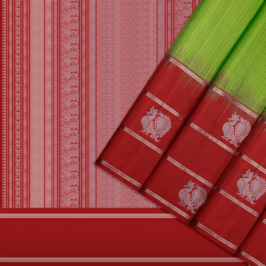 Harini Mayura Green & Red Soft Silk Saree
