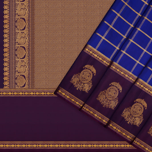 Neelambari Checked Kanchipuram Traditional Pure Silk Saree