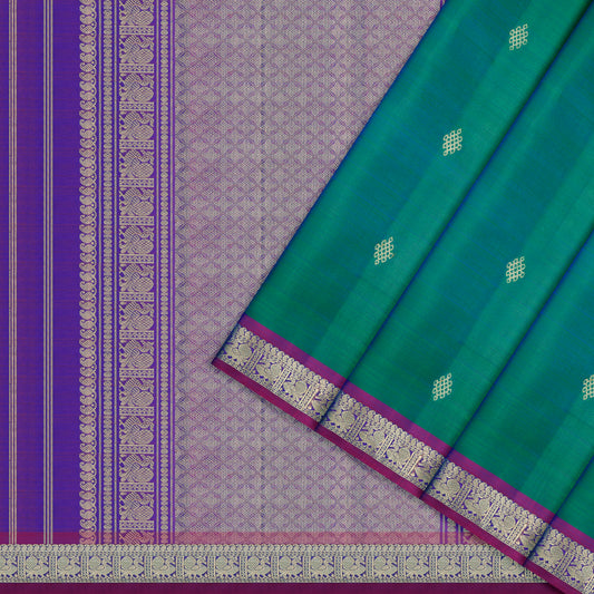 Emerald Green and Royal Purple Kanchipuram Silk Saree