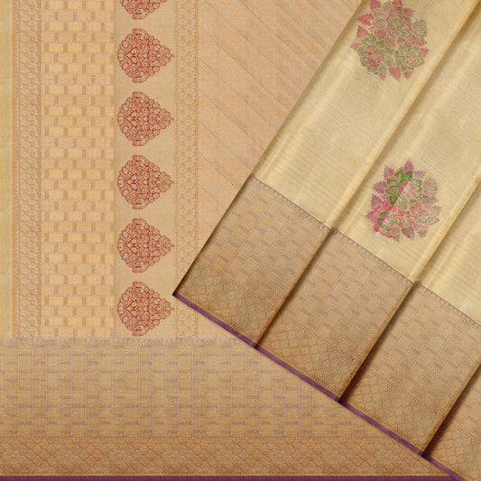 Bridal Gold Tissue Floral Meenakari Kanchipuram Silk Saree