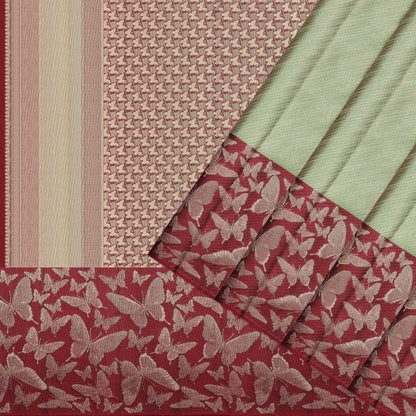 Madhavi Butterfly Green & Red Pure Silk Saree