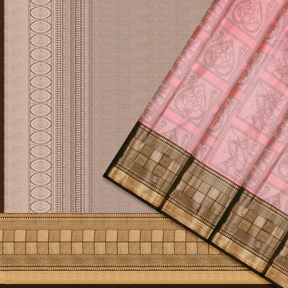 Dusty Rose & Maroon Zari Woven Arani Fancy Pure Silk Saree