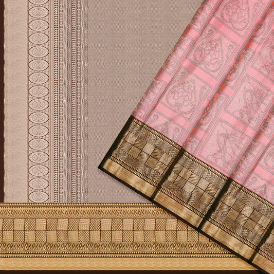 Dusty Rose & Maroon Zari Woven Arani Fancy Pure Silk Saree