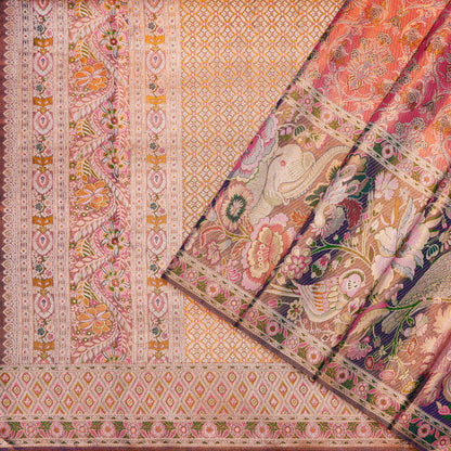 Gajavalli Peach Meena Pure Silk Saree