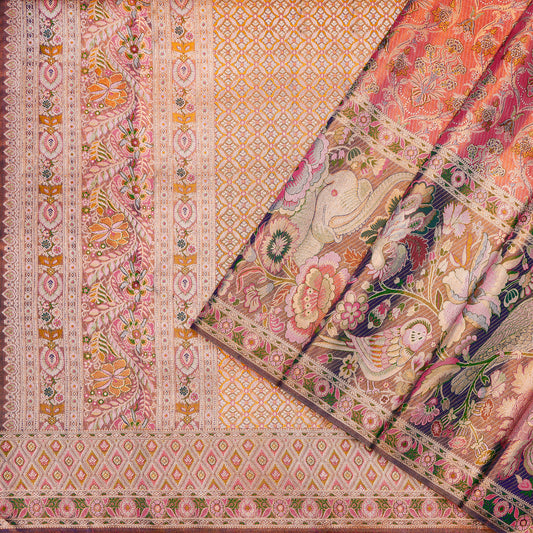 Gajavalli Peach Meena Pure Silk Saree