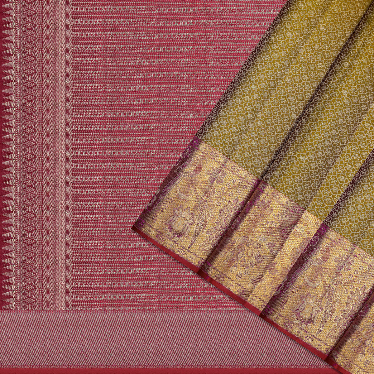 Mayurika Olive Green Pure Silk Saree