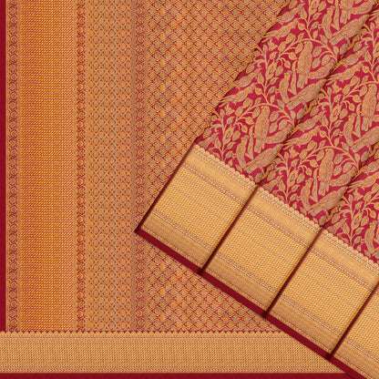 Regal Maroon Parrot Motif Kanchipuram Silk Saree