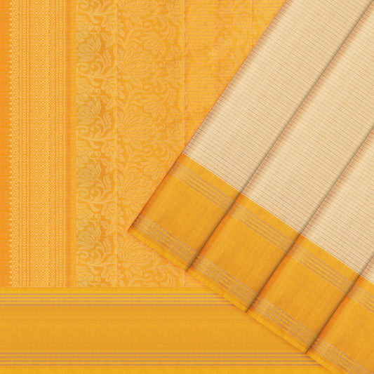 Suvarna Rekha Cream & Mustard Soft Silk Saree
