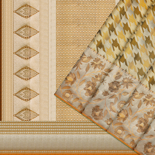 Swarnika Geometric Cream Pure Silk Saree
