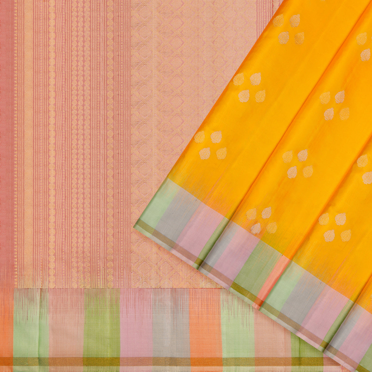 Suryaprabha Yellow Pastel Border Soft Silk Saree