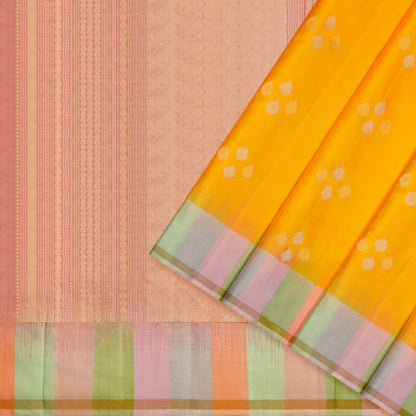 Suryaprabha Yellow Pastel Border Soft Silk Saree