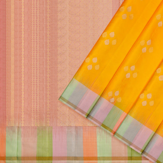 Suryaprabha Yellow Pastel Border Soft Silk Saree