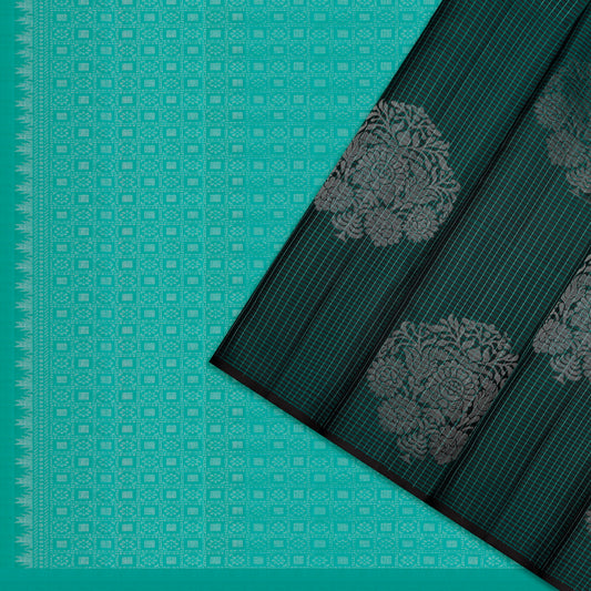 Shyamali Teal Checked Soft Silk Saree