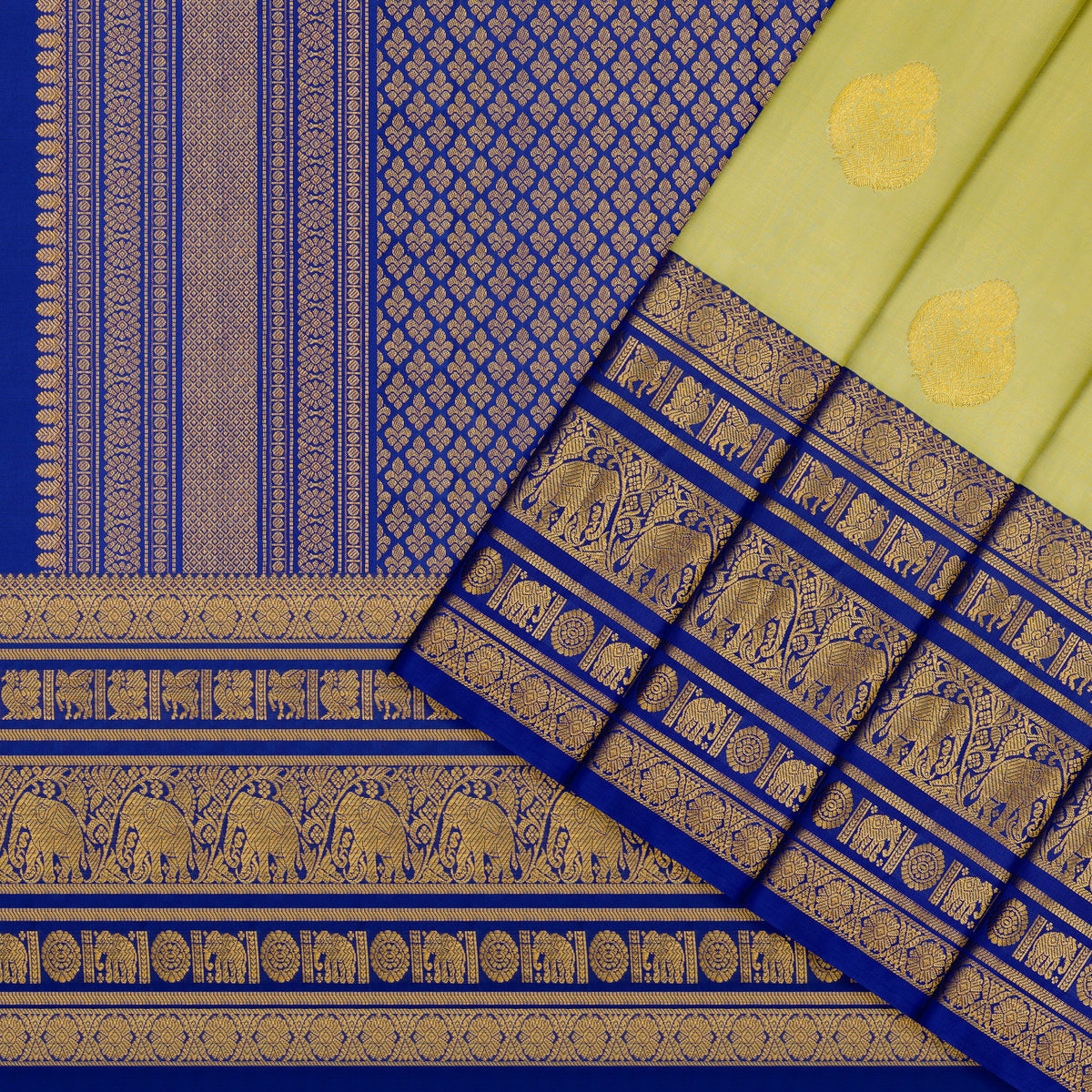 Haridra Gaja Kanchipuram Traditional Pure Silk Saree