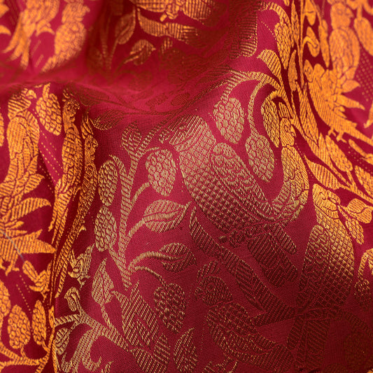 Regal Maroon Parrot Motif Kanchipuram Silk Saree