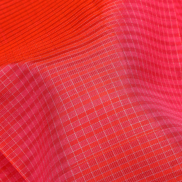 Coral Red & Deep Purple Bird Motif Pure Soft Silk Saree