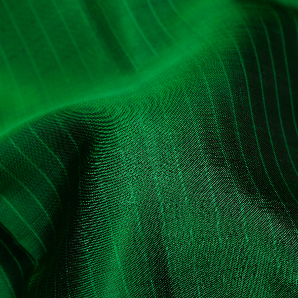 Emerald Green & Black Checked Zari Kanchipuram Vintage Pure Silk Saree