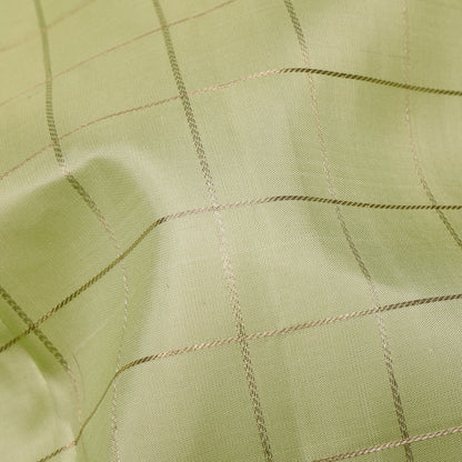 Pastel Green and Dusty Rose Checkered Kanchipuram Silk Saree