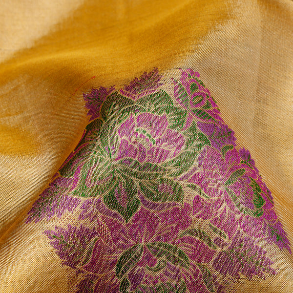 Bridal Gold Tissue Floral Meenakari Kanchipuram Silk Saree