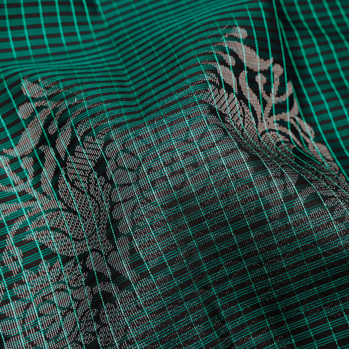 Shyamali Teal Checked Soft Silk Saree