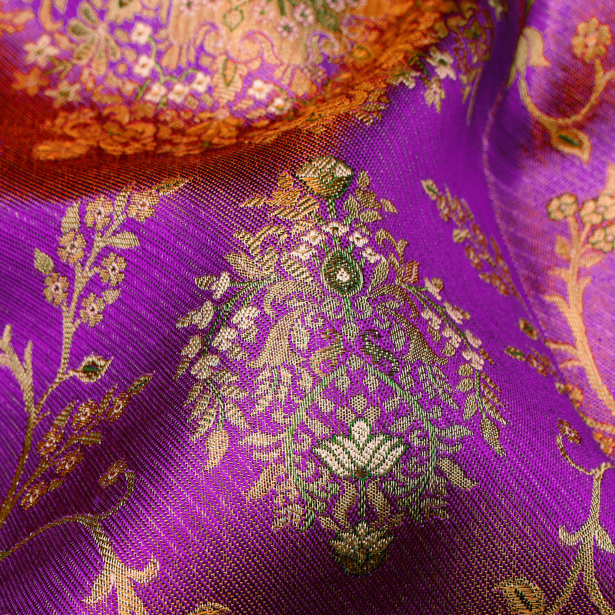 Madhurya Mayura Peach Pure Silk Saree