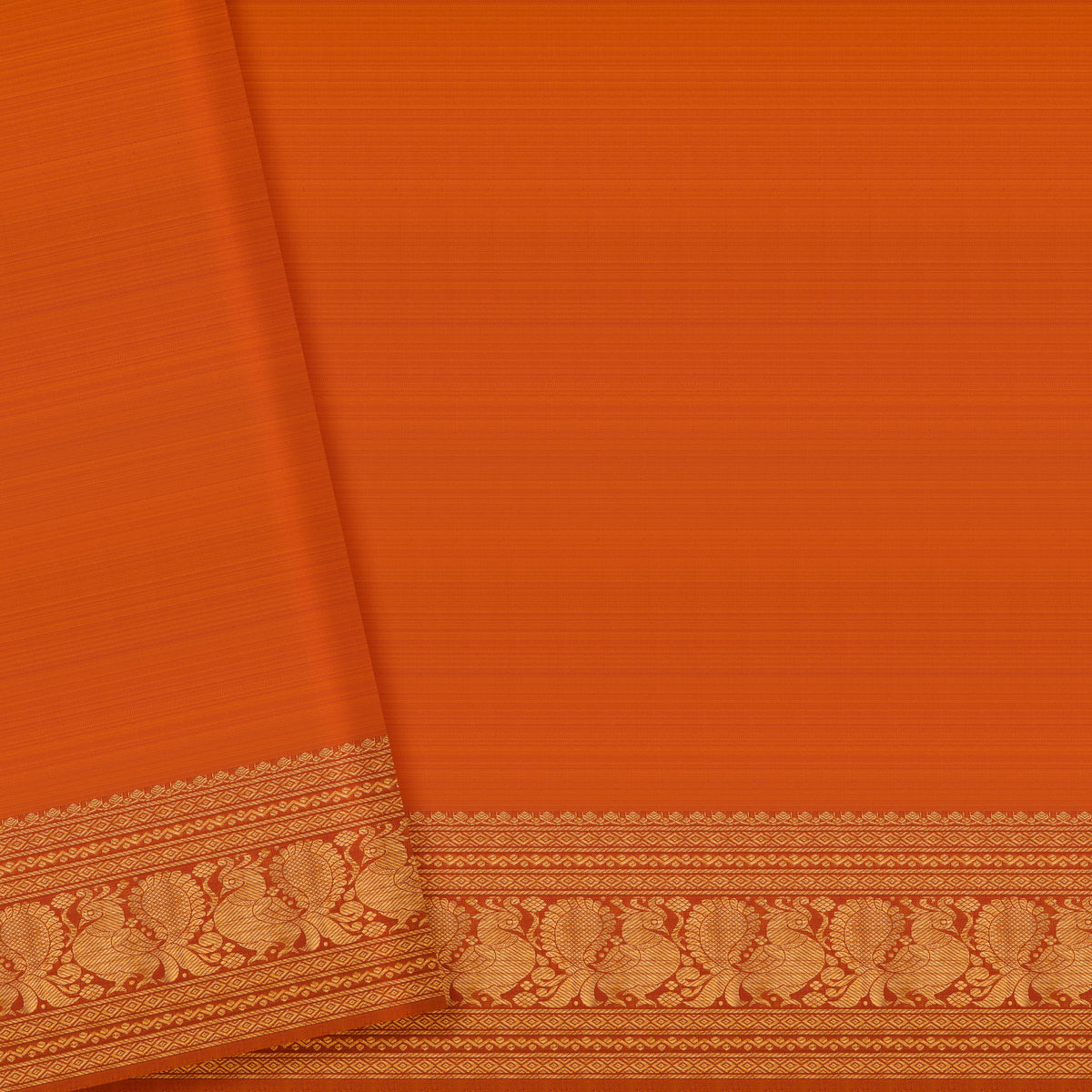 Vibrant Orange Annapakshi Kanchipuram Silk Saree
