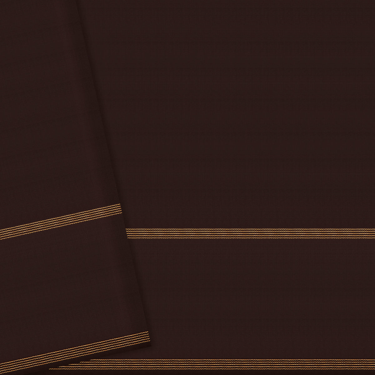 Rust Orange Checkered and Deep Brown Kanchipuram Silk Saree