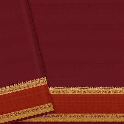 Deep Maroon and Rust Orange Kanchipuram Silk Saree