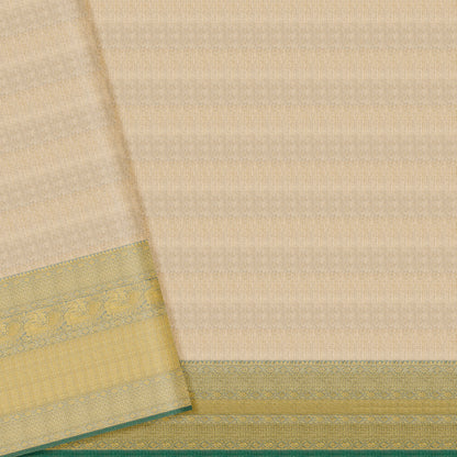 Champagne Gold & Sage Green Floral Kanchipuram Wedding Pure Silk Saree