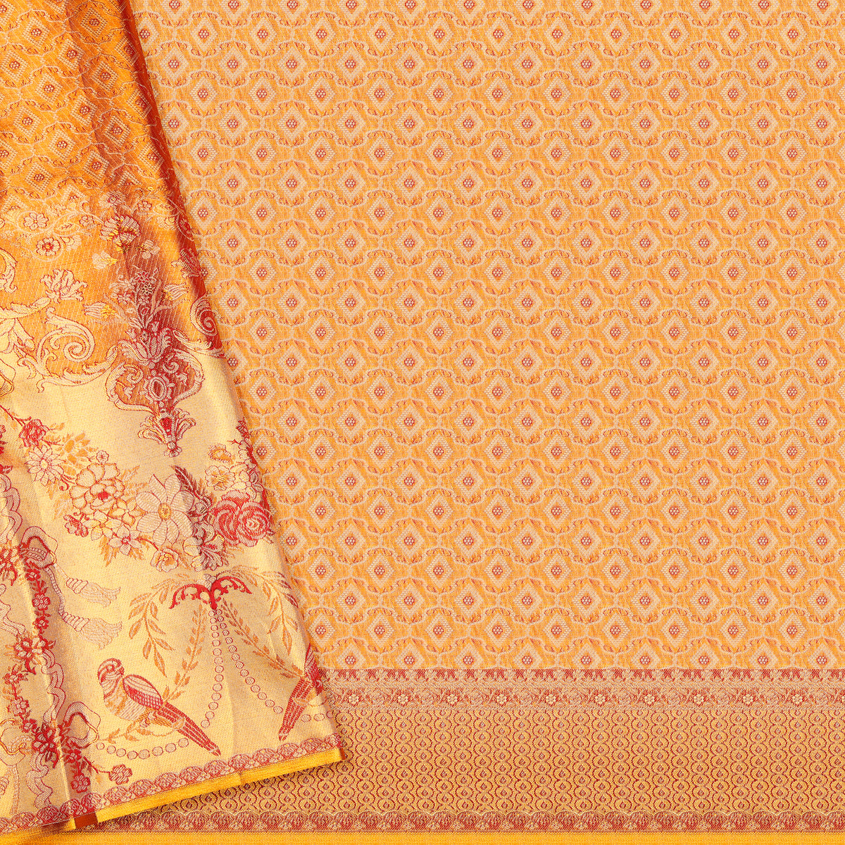 Rajahamsa Golden Meena Pure Silk Saree