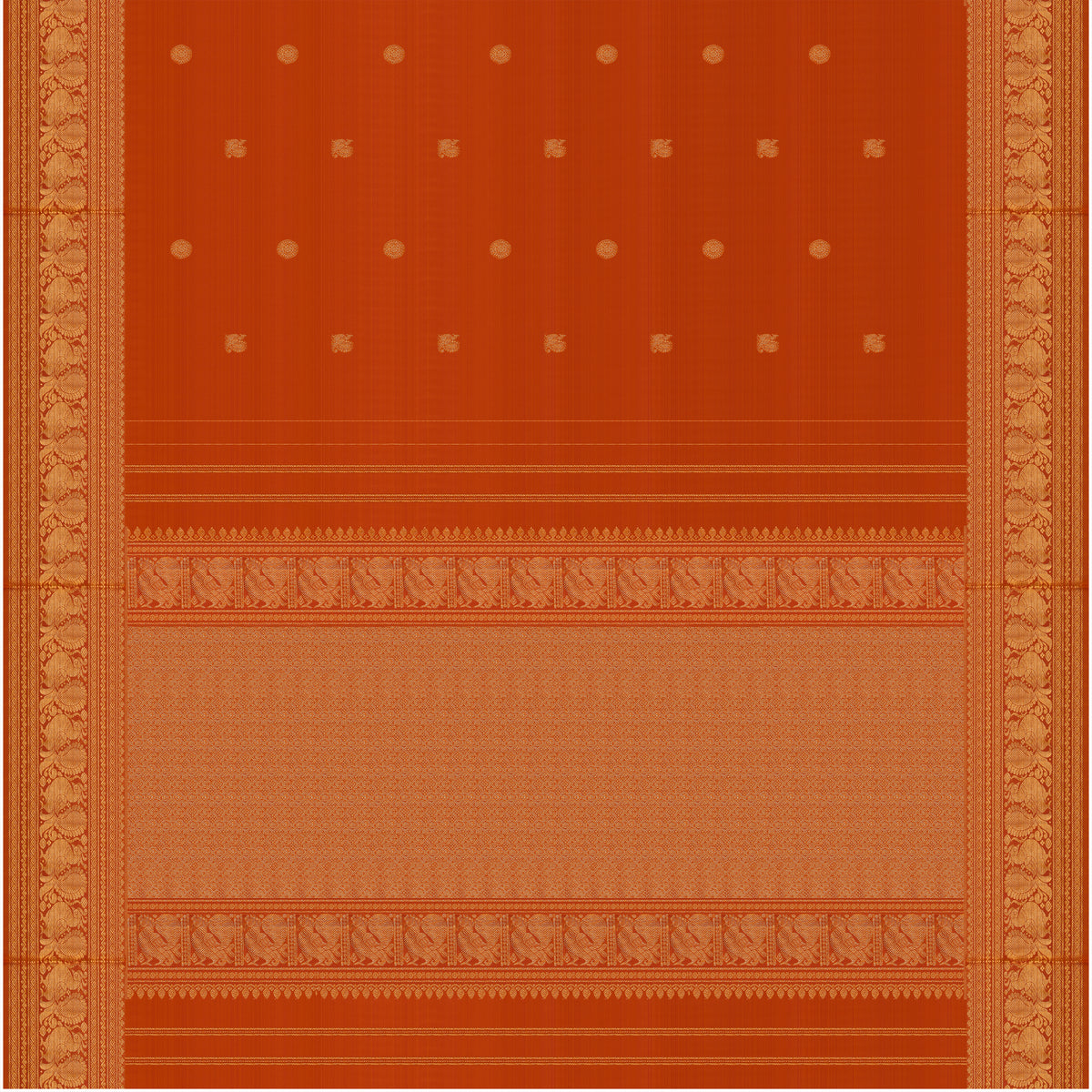 Vibrant Orange Annapakshi Kanchipuram Silk Saree