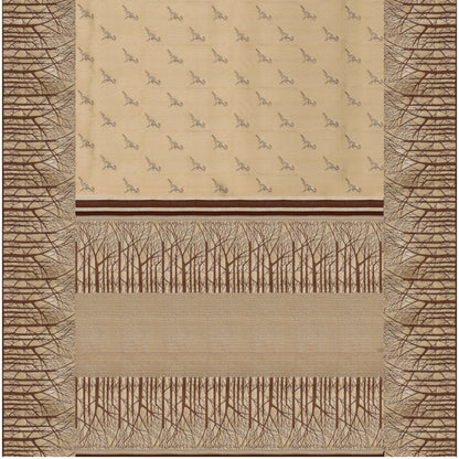 Vanalaya Beige & Brown Pure Silk Saree