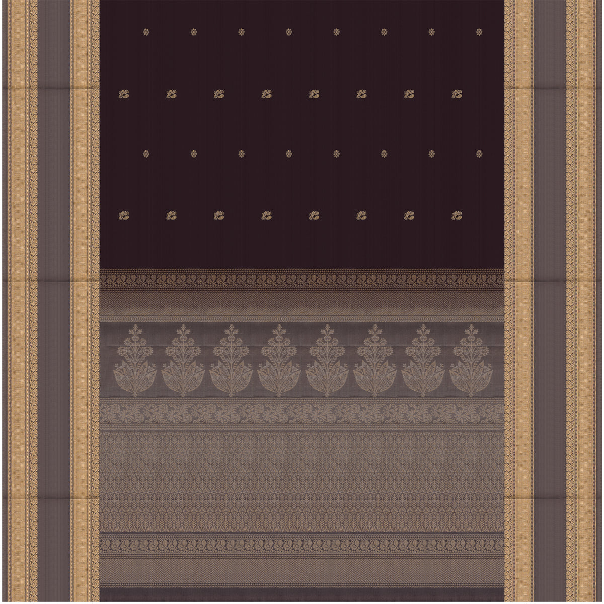 Nishitha Charcoal & Gold Soft Silk Saree