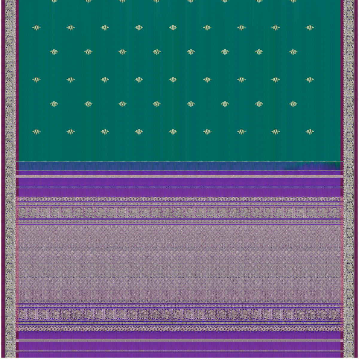 Emerald Green and Royal Purple Kanchipuram Silk Saree