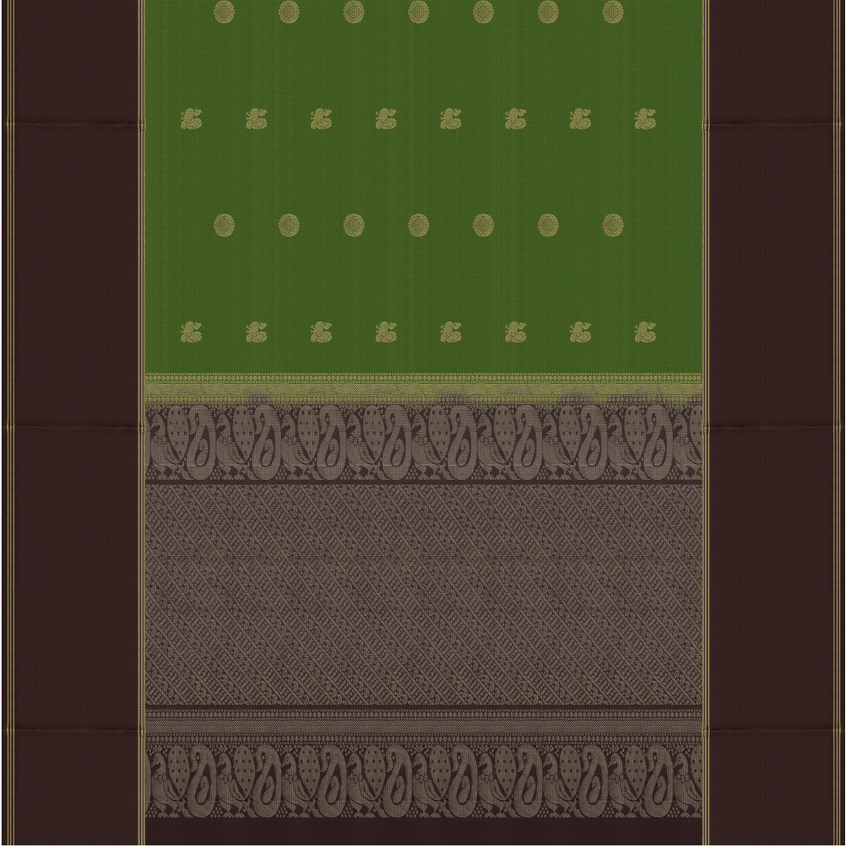 Vanya Green & Coffee Brown Soft Silk Saree