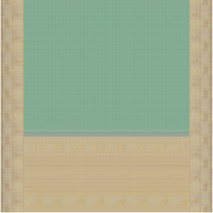 Pastel Mint Green and Ivory Kanchipuram Vintage Silk Saree