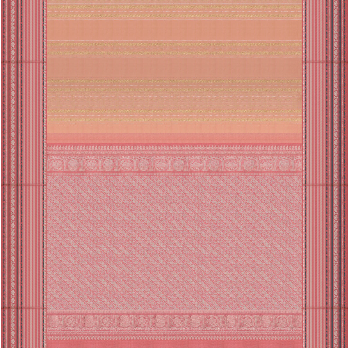 Soft Peach and Rose Pink Kanchipuram Vintage Silk Saree