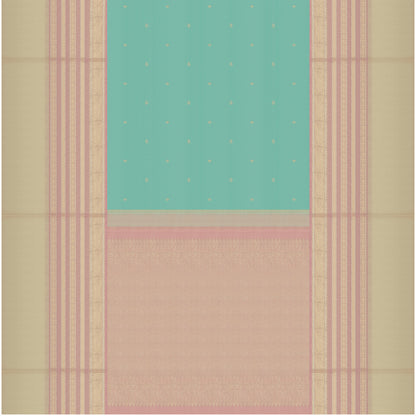 Pastel Aqua Blue and Cream Kanchipuram Vintage Silk Saree